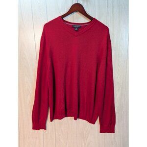 Banana Republic Luxury Blend V-Neck Sweater Red Silk Cotton Cashmere Men’s XL